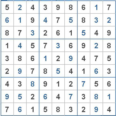 Mời các bạn thử sức với ô số Sudoku 2250 mức độ Khó 1