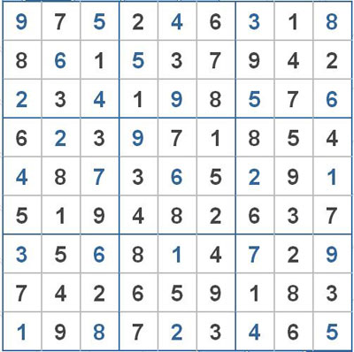Mời các bạn thử sức với ô số Sudoku 2258 mức độ Rất Khó