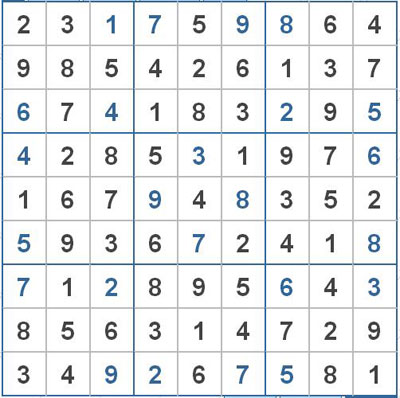 Mời các bạn thử sức với ô số Sudoku 2287 mức độ Khó 1