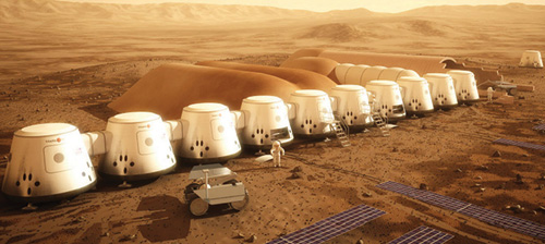 Hình ảnh mô phỏng làng của các tình nguyện viên tại sao Hỏa vào năm 2015