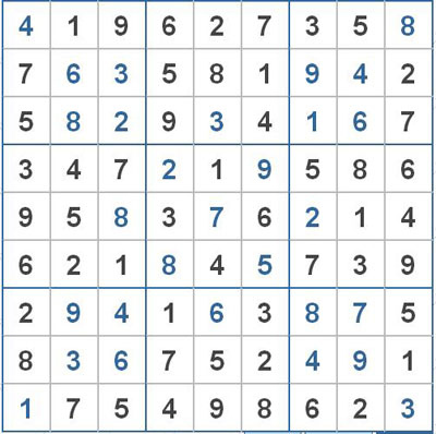 Mời các bạn thử sức với ô số Sudoku 2296 mức độ Khó 1