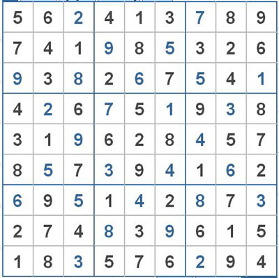 Mời các bạn thử sức với ô số Sudoku 2306 mức độ Khó 1