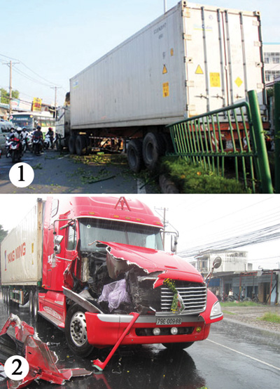 Xe Container gây náo loạn