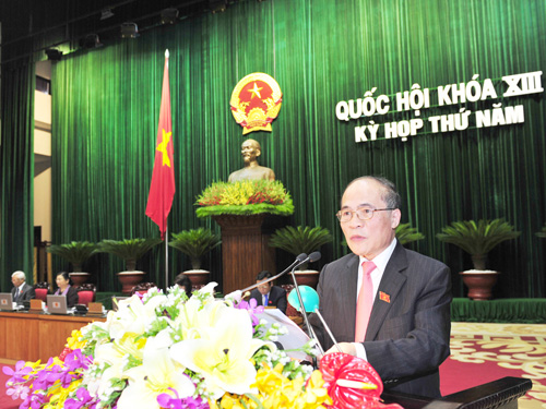 Chủ tịch Quốc hội Nguyễn Sinh Hùng phát biểu bế mạc kỳ họp