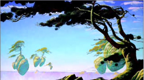 Tác phẩm Floating Islands của Roger Dean, ảnh chụp từ Youtube