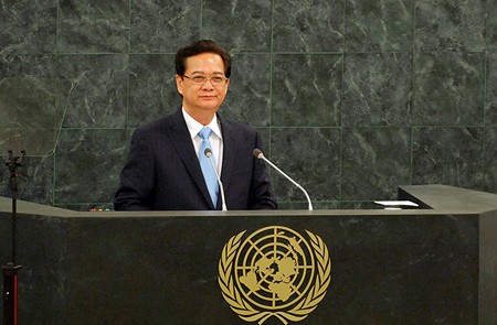 Thủ tướng phát biểu tại Phiên thảo luận cấp cao Đại Hội đồng LHQ khóa 68 - Ảnh: VGP/Nhật Bắc