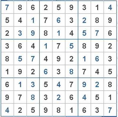 Mời các bạn thử sức với ô số Sudoku 2450 mức độ Khó 1