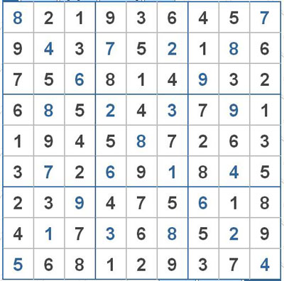 Mời các bạn thử sức với ô số Sudoku 2469 mức độ Khó 1