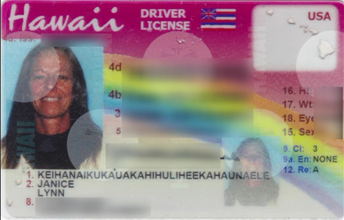 Giấy phép lái xe mới của bà Janice Lynn Keihanaikukauakahihuliheekahaunaele - Ảnh: KHON