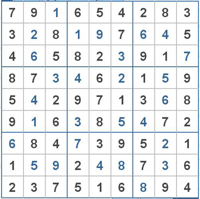 Mời các bạn thử sức với ô số Sudoku 2591 mức độ Khó