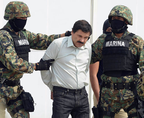 Trùm ma túy Guzman bị binh sĩ Mexico bắt ngày 22.2 - Ảnh: AFP