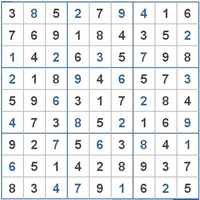 Mời các bạn thử sức với ô số Sudoku 2592 mức độ Khó 1