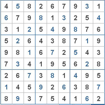 Mời các bạn thử sức với ô số Sudoku 2612 mức độ Khó 1