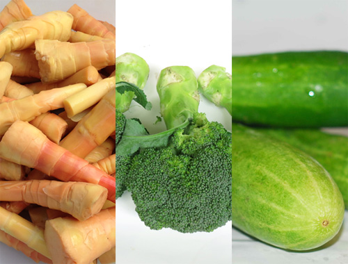 Măng tươi, bông cải xanh, dưa chuột... được cho là thực phẩm giàu a xít oxalic tự nhiên - Ảnh: Hạ Huy - Minh Khôi - Thái Nguyên