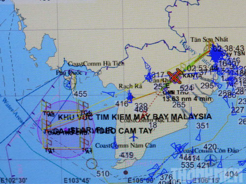 Khu vực tìm kiếm được xác định