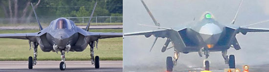 F-35 (trái) và J-20 có nhiều nét tương đồng - Ảnh: Defense.pk/YouTube