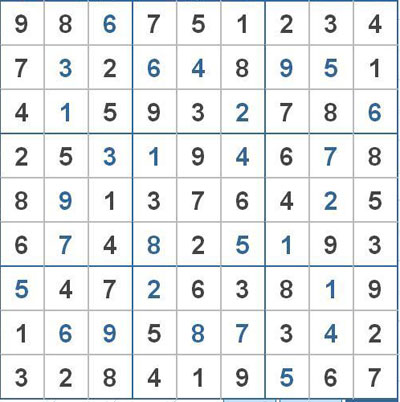 Mời các bạn thử sức với ô số Sudoku 2616 mức độ Khó 1