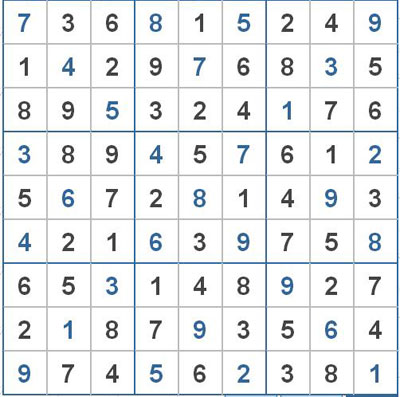 Mời các bạn thử sức với ô số Sudoku 2633 mức độ Khó 1