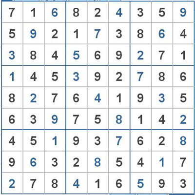Mời các bạn thử sức với ô số Sudoku 2642 mức độ Khó 1