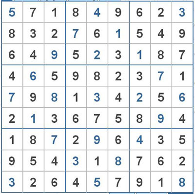 Mời các bạn thử sức với ô số Sudoku 2651 mức độ Khó 1