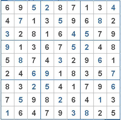 Mời các bạn thử sức với ô số Sudoku 2654 mức độ Khó 1