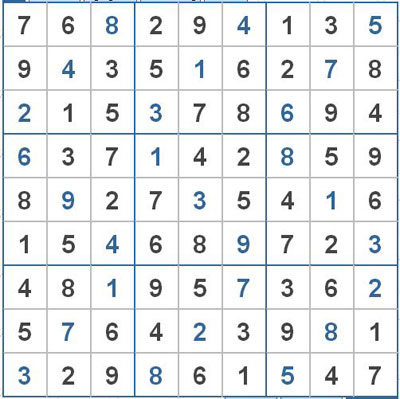 Mời các bạn thử sức với ô số Sudoku 2661 mức độ Khó 1