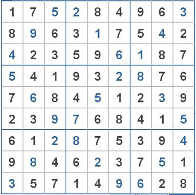 Mời các bạn thử sức với ô số Sudoku 2663 mức độ Khó 1