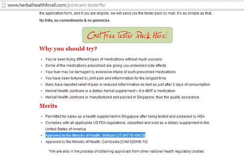 Singapore cấm thảo dược được nói là có lưu hành ở Việt Nam 