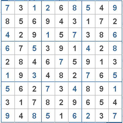 Mời các bạn thử sức với ô số Sudoku 2700 mức độ Khó 1