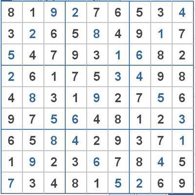 Mời các bạn thử sức với ô số Sudoku 2703 mức độ Khó 1