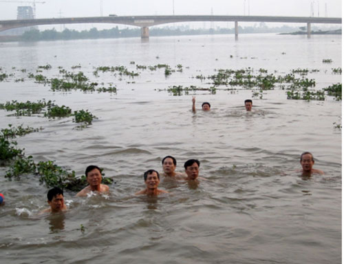 Hội bơi “lạ” giữa TP.Ninh Bình