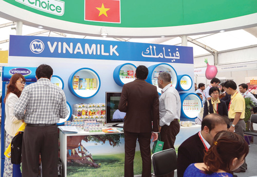 Vinamilk tham gia hội chợ Gulfood 2014 tại Dubai vào tháng 2.2014, thông qua hội chợ này Vinamilk có được nhiều khách hàng mới và thị trường mới - Ảnh: Lê Thu Giang