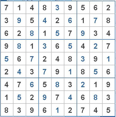 Mời các bạn thử sức với ô số Sudoku 2715 mức độ Khó 1