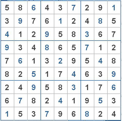 Mời các bạn thử sức với ô số Sudoku 2721 mức độ Khó 1