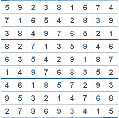 Mời các bạn thử sức với ô số Sudoku 2739 mức độ Khó 1