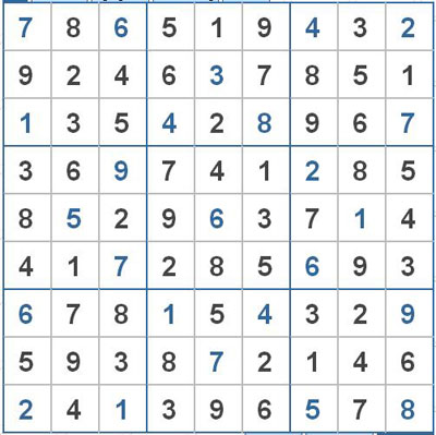 Mời các bạn thử sức với ô số Sudoku 2754 mức độ Khó 1