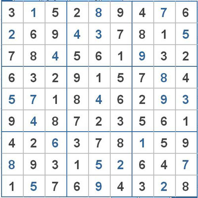 Mời các bạn thử sức với ô số Sudoku 2763 mức độ Khó 1
