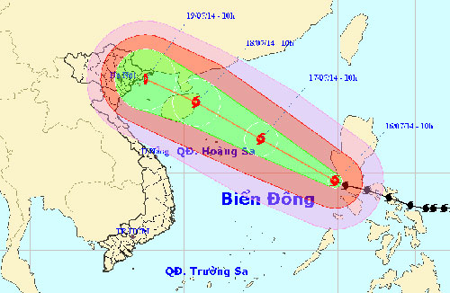 Bão Rammasun mạnh cấp 13 đã tiến vào biển Đông