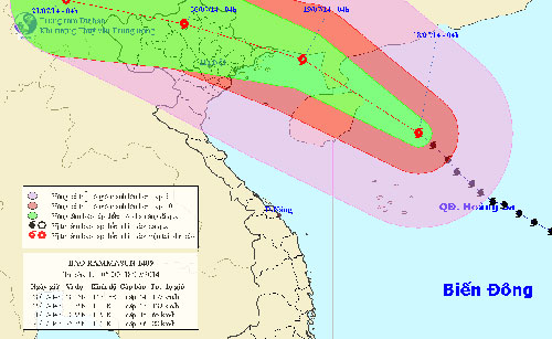 Tâm bão số 2 sẽ hướng vào Móng Cái, Quảng Ninh