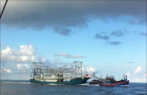 Tàu cá Trung Quốc bảo vệ giàn khoan rút về đảo Hải Nam tránh bão