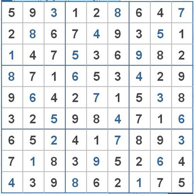 Mời các bạn thử sức với ô số Sudoku 2787 mức độ Khó 1