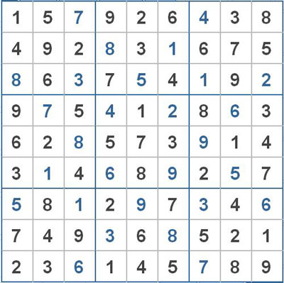 Mời các bạn thử sức với ô số Sudoku 2796 mức độ Khó 1