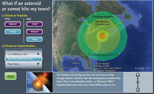 Mô hình dự đoán thảm trạng khi sao chổi lớn lao xuống New York - Ảnh: Google Earth