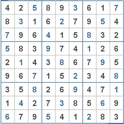 Mời các bạn thử sức với ô số Sudoku 2800 mức độ Khó 1