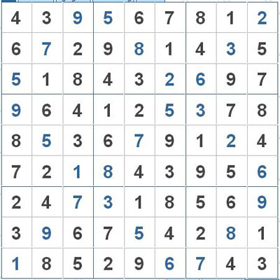 Mời các bạn thử sức với ô số Sudoku 2817 mức độ Khó 1