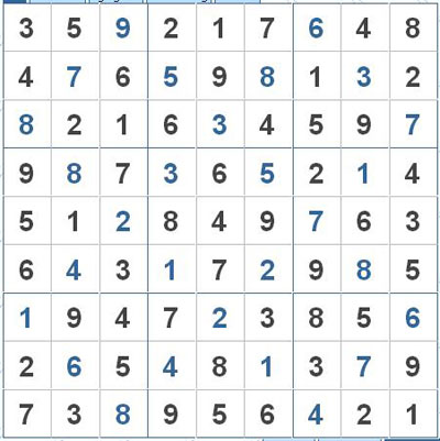 Mời các bạn thử sức với ô số Sudoku 2823 mức độ Khó 1