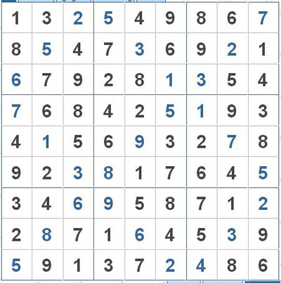 Mời các bạn thử sức với ô số Sudoku 2826 mức độ Khó 1