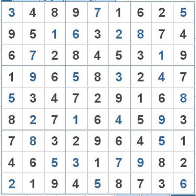 Mời các bạn thử sức với ô số Sudoku 2847 mức độ Khó 1