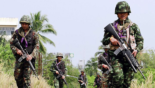 Lực lượng an ninh của Thái sau vu no bom tai tinh Yala (mien nam Thai Lan)