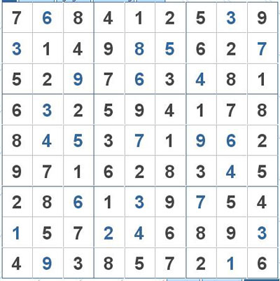 Mời các bạn thử sức với ô số Sudoku 2872 mức độ Khó 1